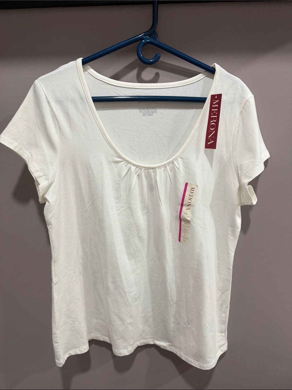 Merona Cream Scoop Neck Short Sleeve Tee with Gentle Gather XXL